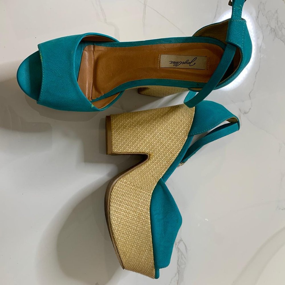Jorge Alex teal wedge sandals